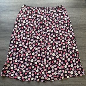 Y2K Florence + Fred Black/Pink/White Dark Floral Flouncy Midi Skirt Sz M Barbie